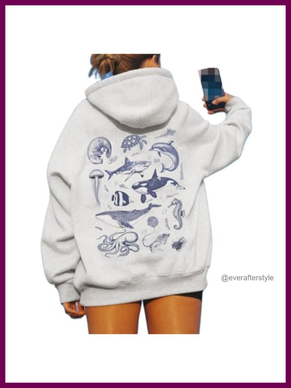 Oversized Floral Graphic Hoodie Long Sleeve Pullover Sweatshirt
